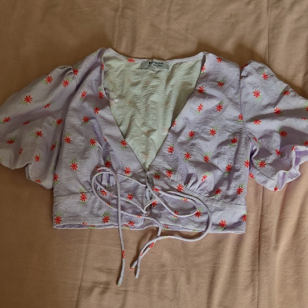 Lilac Floral Puff Sleeve Blouse